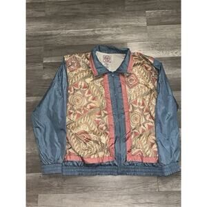 Vintage Sports Accent Cotton Lined Lightweight WindbreakerJacket Floral Size XL